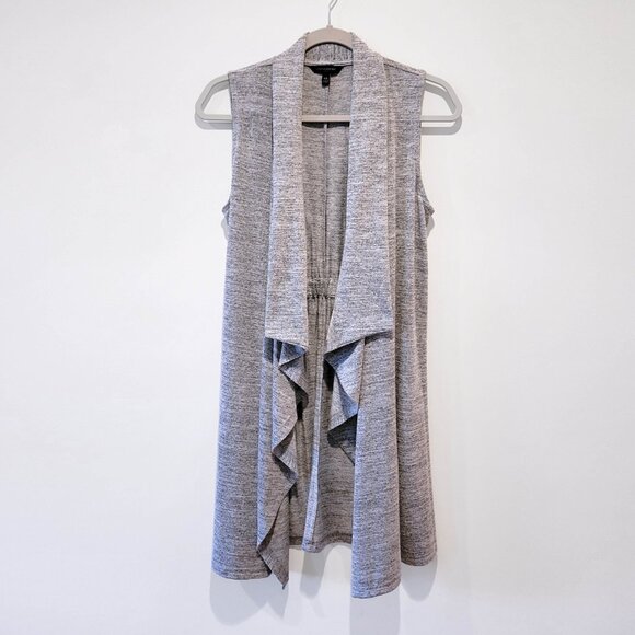 Banana Republic Grey Draped Waterfall Long Open Cardigan Knit Sweater Vest - XS - Picture 2 of 4